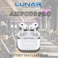 Lunar Airpods Pro – Bluetooth Wireless Earphones with ENC Noise Cancelling, 5 Hours Continuous Playtime, Smart Touch Sensors & Portable Charging Case for iPhone/Android