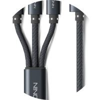 Ronin R-2015 Smash 3-in-1 Charging Cable – Type-C, Android & iOS, 2.4A Fast Charge Braided Cable