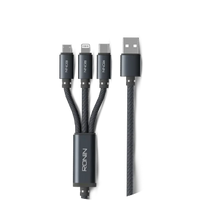 Ronin R-2015 Smash 3-in-1 Charging Cable – Type-C, Android & iOS, 2.4A Fast Charge Braided Cable