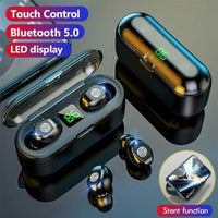 F9 TWS Bluetooth Earbuds, True Wireless Sport Headphones with 2000mAh Battery Case, Smart LED Digital Power Display, Waterproof In-Ear Earphones with Built-in Mic