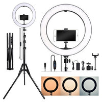 26cm Ring Light Kit with 7ft Aluminum Tripod, Mobile Phone Holder – 3 Color LED Lighting for Video & Photography