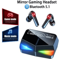 M28 Gaming Wireless Earbuds Bluetooth 5.3 – Ultra Low Latency TWS Headphones with Mirror LED Display, Type-C Fast Charge, IPX7 Waterproof & Deep Bass Mic for Gaming/Music