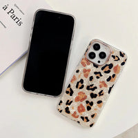 Luxury Gradient Cheetah Iridescent Phone Case – Gold & Pink Love Design, Shockproof Back Cover (All iPhone Models)