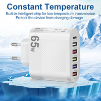 3.1A 5-Port USB Wall Charger with PD & QC 3.0 Fast Charging Adapter for Xiaomi, iPhone 13 & Samsung Smartphones