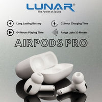 Lunar Airpods Pro – Bluetooth Wireless Earphones with ENC Noise Cancelling, 5 Hours Continuous Playtime, Smart Touch Sensors & Portable Charging Case for iPhone/Android
