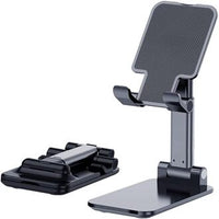 OGMAPLE MT-6 Desk Phone Holder – Foldable & Height Adjustable Universal Cellphone Stand Compatible with Devices Under 8” with Silicone Mat