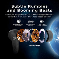 Zero® Gravity TWS Wireless Earphones – 11mm Extra Bass Drivers, Ultra-Lightweight Zero-Pressure Design, Smart Touch Control, Bluetooth 5.3 & 25H Playtime Charging Case