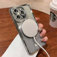 Diamond MagSafe Glamour Case – Luxury Crystal Back Cover with Magnetic Wireless Charging Support (iPhone All Models)