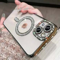 Diamond MagSafe Glamour Case – Luxury Crystal Back Cover with Magnetic Wireless Charging Support (iPhone All Models)