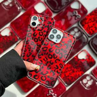 Leopard Print Ruby & Gold Phone Case, Stylish Protective Back Cover (All iPhone Series)