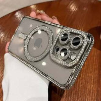 Diamond MagSafe Glamour Case – Luxury Crystal Back Cover with Magnetic Wireless Charging Support (iPhone All Models)