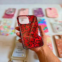 Leopard Print Ruby & Gold Phone Case, Stylish Protective Back Cover (All iPhone Series)