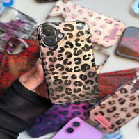 Leopard Print Ruby & Gold Phone Case, Stylish Protective Back Cover (All iPhone Series)