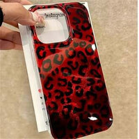 Leopard Print Ruby & Gold Phone Case, Stylish Protective Back Cover (All iPhone Series)