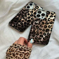 Leopard Print Ruby & Gold Phone Case, Stylish Protective Back Cover (All iPhone Series)
