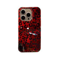 Leopard Print Ruby & Gold Phone Case, Stylish Protective Back Cover (All iPhone Series)