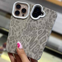 Luxe Leopard Leather Case, Soft-Touch High-Protection Phone Cover (All iPhone Series)