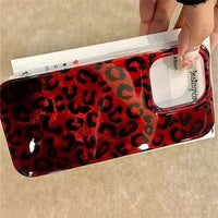 Leopard Print Ruby & Gold Phone Case, Stylish Protective Back Cover (All iPhone Series)