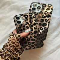 Leopard Print Ruby & Gold Phone Case, Stylish Protective Back Cover (All iPhone Series)