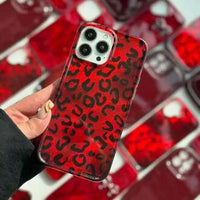 Leopard Print Ruby & Gold Phone Case, Stylish Protective Back Cover (All iPhone Series)