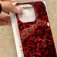 Leopard Print Ruby & Gold Phone Case, Stylish Protective Back Cover (All iPhone Series)