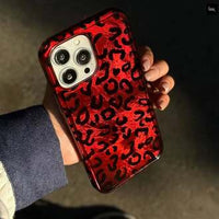 Leopard Print Ruby & Gold Phone Case, Stylish Protective Back Cover (All iPhone Series)