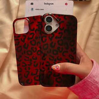 Leopard Print Ruby & Gold Phone Case, Stylish Protective Back Cover (All iPhone Series)