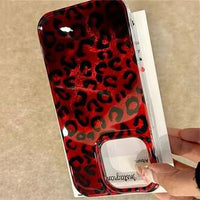 Leopard Print Ruby & Gold Phone Case, Stylish Protective Back Cover (All iPhone Series)