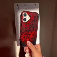 Leopard Print Ruby & Gold Phone Case, Stylish Protective Back Cover (All iPhone Series)