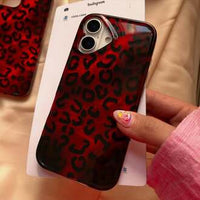 Leopard Print Ruby & Gold Phone Case, Stylish Protective Back Cover (All iPhone Series)