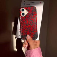 Leopard Print Ruby & Gold Phone Case, Stylish Protective Back Cover (All iPhone Series)