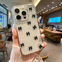 Aesthetic Black Bow Case – Cute Ribbon Design, Luxury Slim Protective Phone Cover (iPhone All Series)