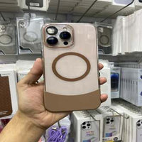 Premium Stylish Half Crystal Bottom Case with MagSafe – Transparent Protective Phone Cover