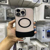 Premium Stylish Half Crystal Bottom Case with MagSafe – Transparent Protective Phone Cover