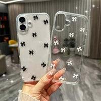 Aesthetic Black Bow Case – Cute Ribbon Design, Luxury Slim Protective Phone Cover (iPhone All Series)