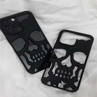 Skull-Themed Black Phone Case – Bold and Stylish Protective Cover