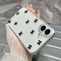 Aesthetic Black Bow Case – Cute Ribbon Design, Luxury Slim Protective Phone Cover (iPhone All Series)