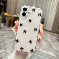 Aesthetic Black Bow Case – Cute Ribbon Design, Luxury Slim Protective Phone Cover (iPhone All Series)