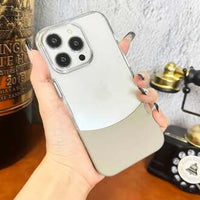 Premium Stylish Half Crystal Bottom Case with MagSafe – Transparent Protective Phone Cover