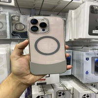 Premium Stylish Half Crystal Bottom Case with MagSafe – Transparent Protective Phone Cover