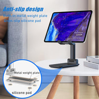 OGMAPLE MT-6 Desk Phone Holder – Foldable & Height Adjustable Universal Cellphone Stand Compatible with Devices Under 8” with Silicone Mat