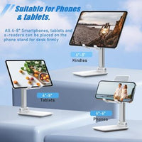 OGMAPLE MT-6 Desk Phone Holder – Foldable & Height Adjustable Universal Cellphone Stand Compatible with Devices Under 8” with Silicone Mat
