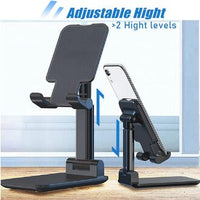 OGMAPLE MT-6 Desk Phone Holder – Foldable & Height Adjustable Universal Cellphone Stand Compatible with Devices Under 8” with Silicone Mat