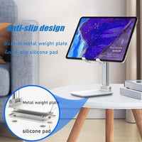 OGMAPLE MT-6 Desk Phone Holder – Foldable & Height Adjustable Universal Cellphone Stand Compatible with Devices Under 8” with Silicone Mat