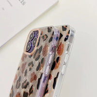 Luxury Gradient Cheetah Iridescent Phone Case – Gold & Pink Love Design, Shockproof Back Cover (All iPhone Models)