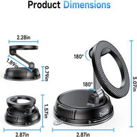 ANDERY Magnetic Magsafe Car Phone Holder – 2400 gf Magnetic & 78+ LBS Suction, 360° Adjustable Dashboard/Windshield Mount for iPhone 12–17 Pro Max (Including Plus/Air), Carbon Fiber Finish