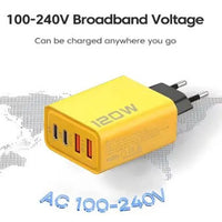 120W Ultra-Fast Charging Power Adapter – Dual PD + 2 USB Ports Wall Charger