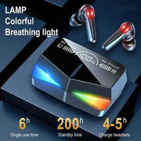 M28 Gaming Wireless Earbuds Bluetooth 5.3 – Ultra Low Latency TWS Headphones with Mirror LED Display, Type-C Fast Charge, IPX7 Waterproof & Deep Bass Mic for Gaming/Music