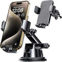 Qifutan Dash Mounted Car Phone Holder – Universal Windshield, Dashboard & Air Vent Mount, Hands-Free Smartphone Holder for iPhone & Android