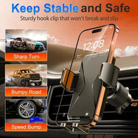 Qifutan Car Phone Holder Dash Mounted – Universal Phone Mount for Windshield, Dashboard & Air Vent, Hands-Free Smartphone Holder for iPhone & Android